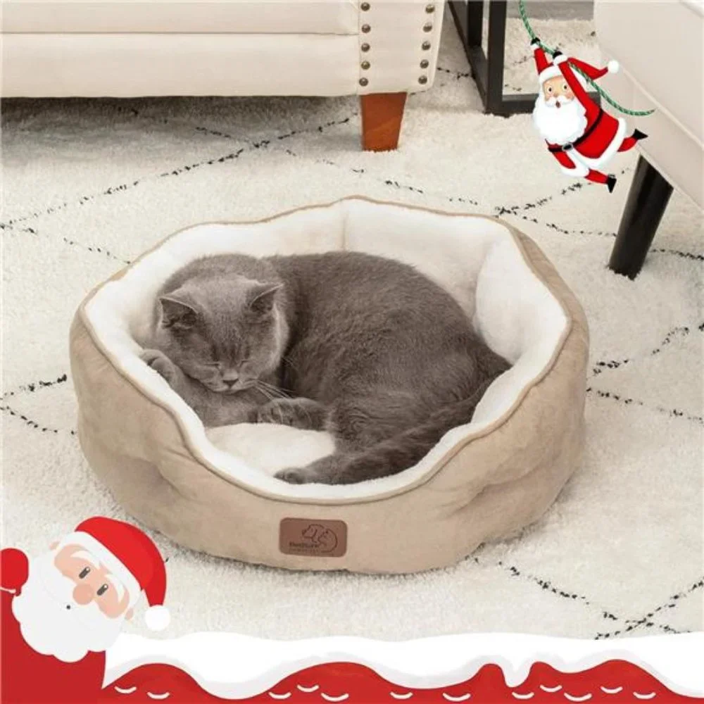Dog Beds for Small Dogs - Round Cat Beds for Indoor Cats, Washable Pet Bed